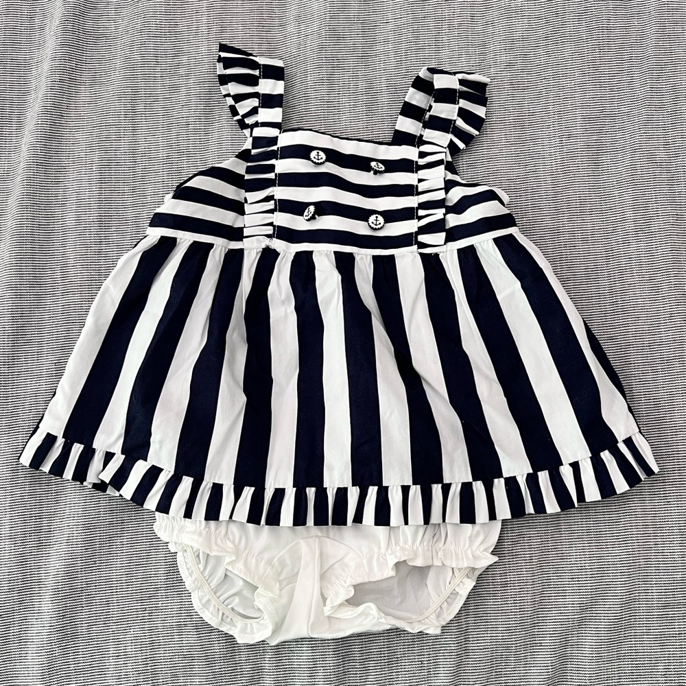 Janie & Jack Striped Navy and White Dress Set